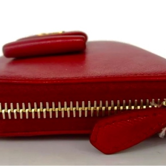 PRADA Host Pick Authentic red safiano leather long zip around Wallet with bow - Picture 14 of 17